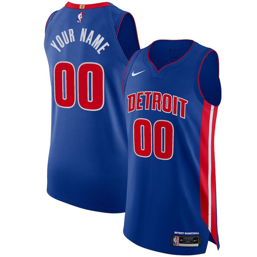 Men Detroit Pistons Nike Blue Authentic Custom NBA Jersey->customized nba jersey->Custom Jersey